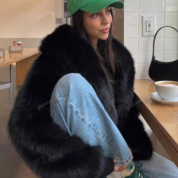 Faux Fur Jacket For Women Elegant Solid Lapel Long Sleeve Coat Casual Loose - Picture 3 of 6